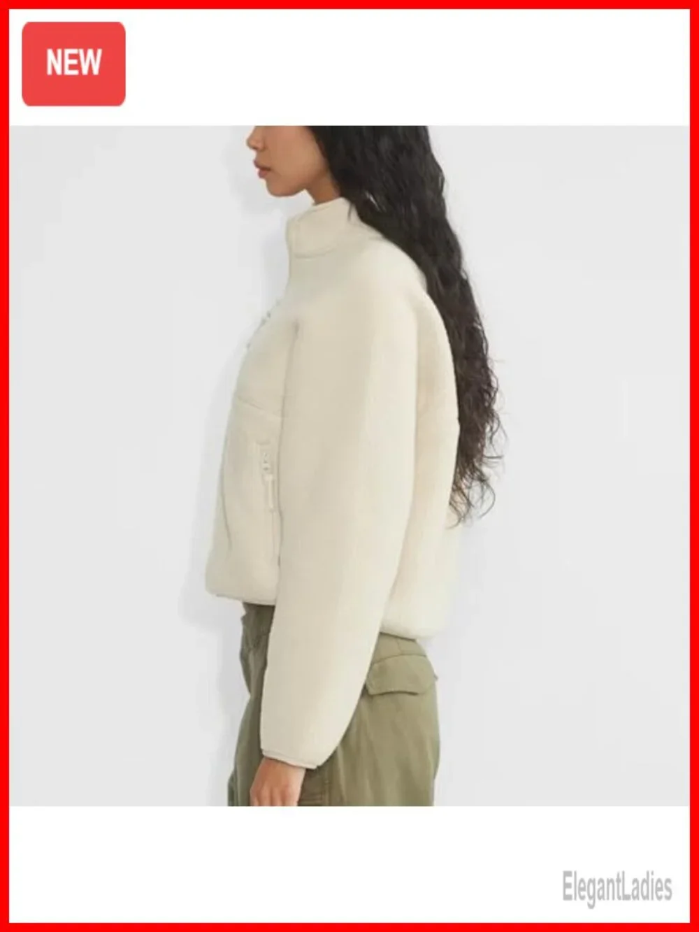 Womens Cropped Sherpa Fleece Half Zip Sweatshirt Fuzzy Pullover Varsity Jacket